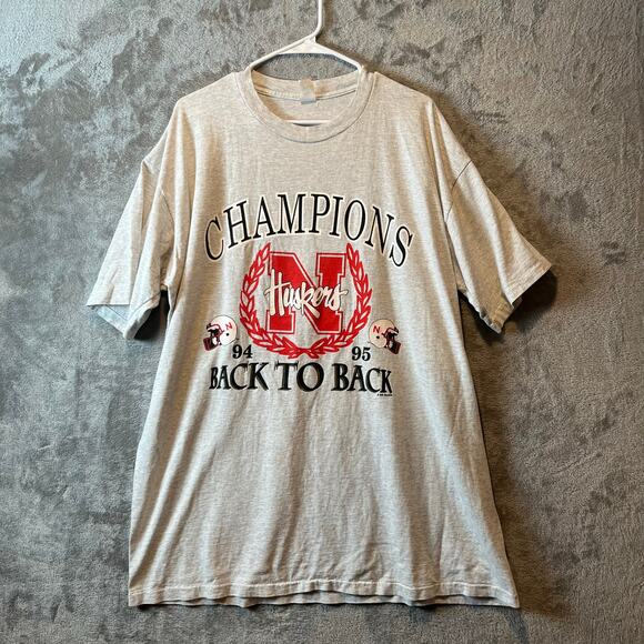 Vintage Nebraska Huskers Back To Back Champions Football Shirt Mens Size 2X Tall - Picture 1 of 5